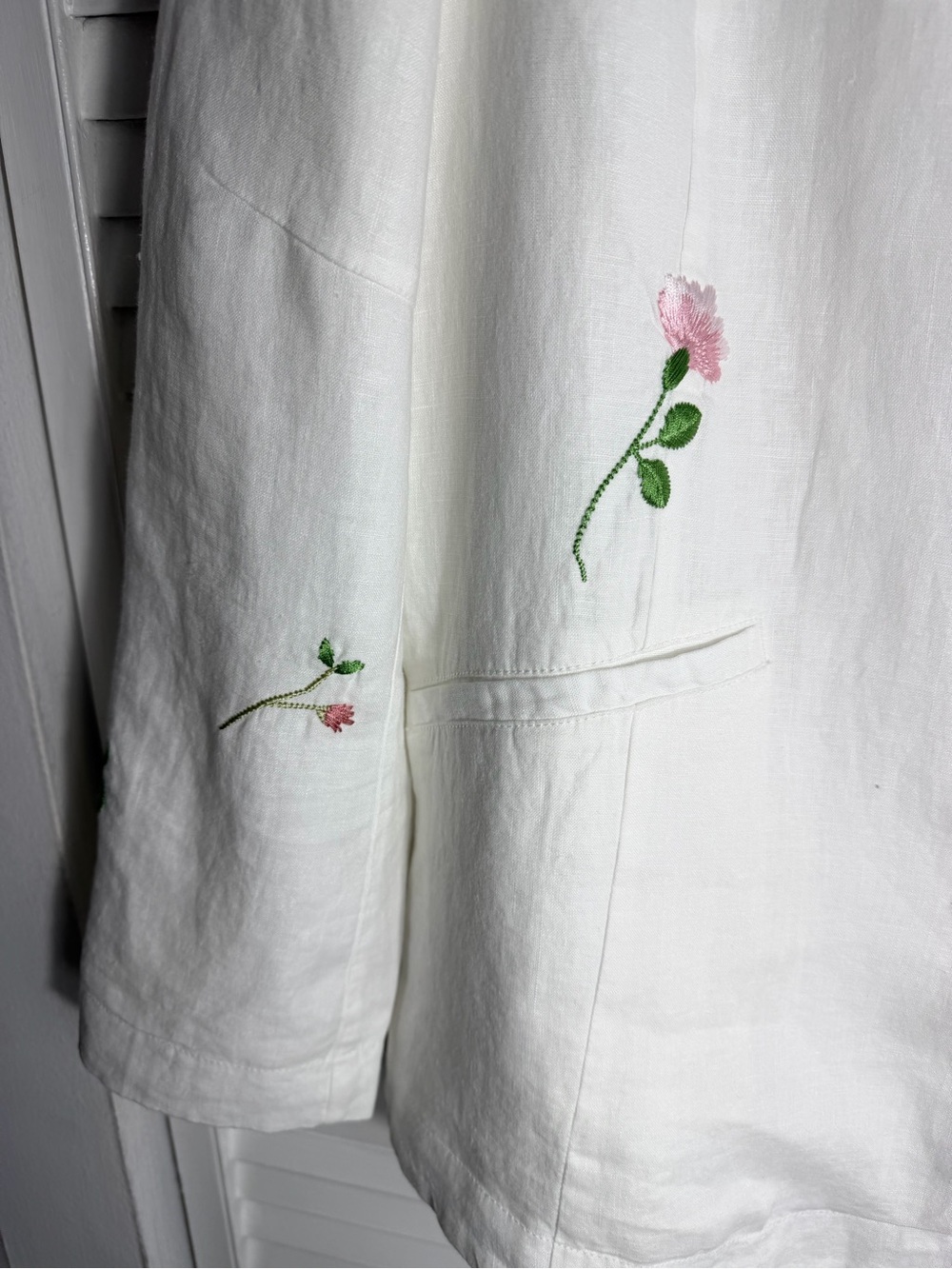 ANTHROPOLOGIE EMBROIDERED LINEN BLAZER WHITE SIZE L NWT - Picture 12 of 17